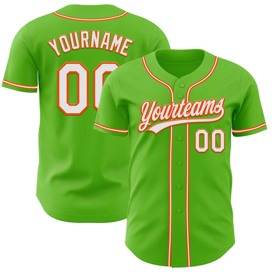 Custom Aurora Green White-Orange Authentic Baseball Jersey - Sky-Custom