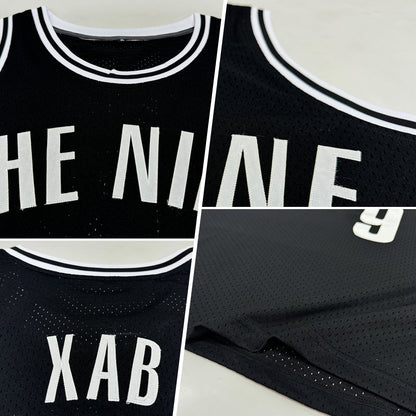 Custom Black White Authentic Throwback Basketball Jersey - Sky-Custom
