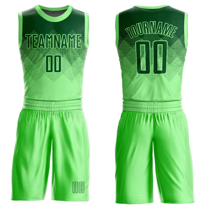 Custom Pea Green Green Round Neck Sublimation Basketball Suit Jersey - Sky-Custom