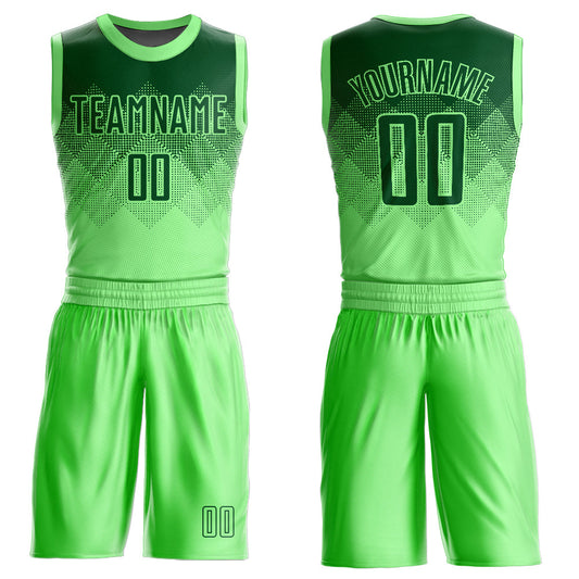 Custom Pea Green Green Round Neck Sublimation Basketball Suit Jersey - Sky-Custom