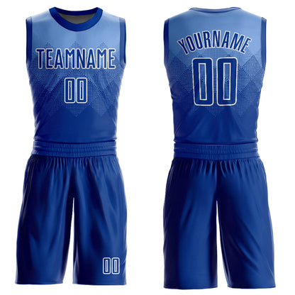 Custom Light Blue Royal-White Round Neck Sublimation Basketball Suit Jersey - Sky-Custom