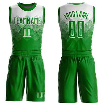 Custom White Grass Green Round Neck Sublimation Basketball Suit Jersey - Sky-Custom