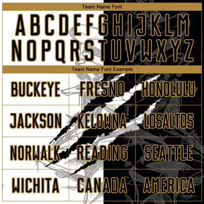 Custom Graffiti Pattern Black-Old Gold Scratch Round Neck Sublimation Basketball Suit Jersey - Sky-Custom