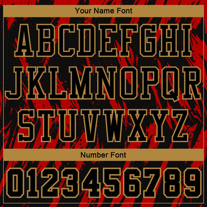 Custom Red Black-Old Gold Round Neck Sublimation Basketball Suit Jersey - Sky-Custom