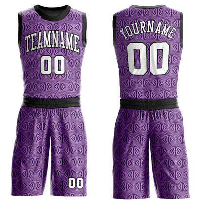 Custom Purple White-Black Round Neck Sublimation Basketball Suit Jersey - Sky-Custom