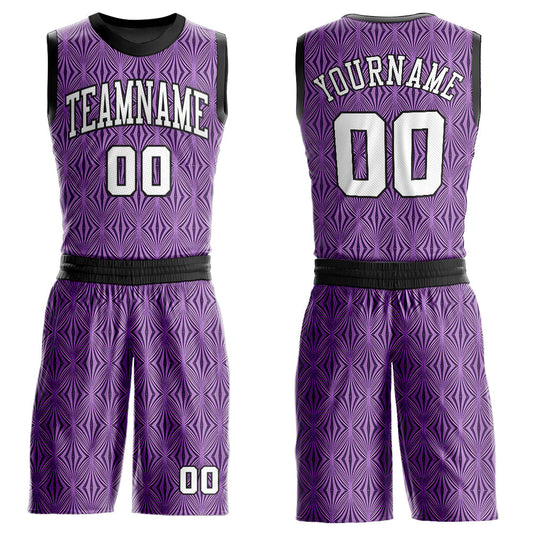Custom Purple White-Black Round Neck Sublimation Basketball Suit Jersey - Sky-Custom