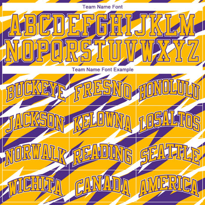 Custom Gold Purple-White Round Neck Sublimation Basketball Suit Jersey - Sky-Custom
