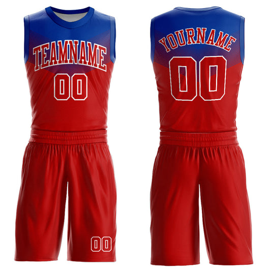 Custom Red Royal-White Round Neck Sublimation Basketball Suit Jersey - Sky-Custom