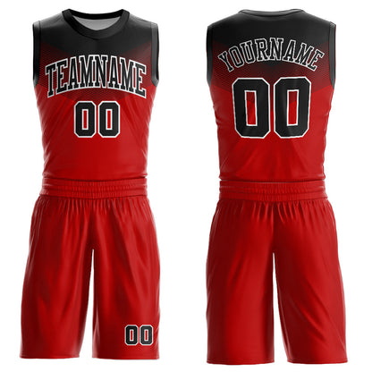 Custom Red Black-White Round Neck Sublimation Basketball Suit Jersey - Sky-Custom