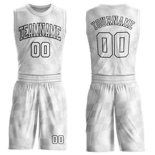 Custom Gray White-Black Round Neck Sublimation Basketball Suit Jersey - Sky-Custom