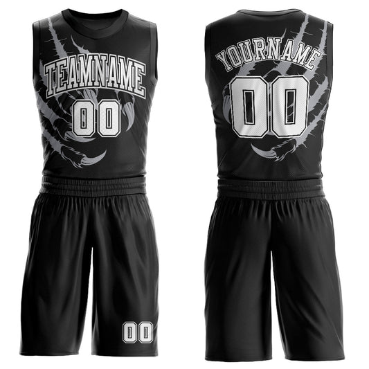 Custom Black White Animals Claws Round Neck Sublimation Basketball Suit Jersey - Sky-Custom