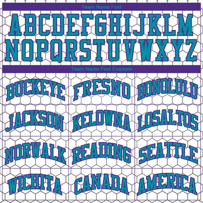 Custom White Purple-Teal Round Neck Sublimation Basketball Suit Jersey - Sky-Custom