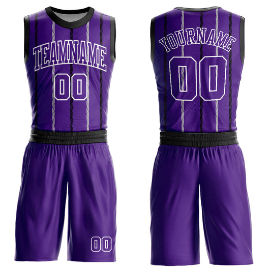 Custom Purple Black-White Round Neck Sublimation Basketball Suit Jersey - Sky-Custom