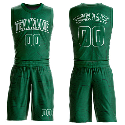 Custom Kelly Green White Round Neck Sublimation Basketball Suit Jersey - Sky-Custom