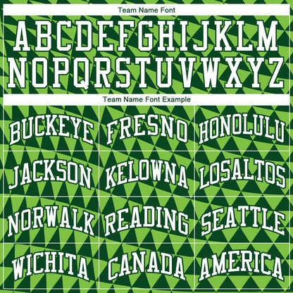 Custom Green White-Neon Green Triangle Shapes Round Neck Sublimation Basketball Suit Jersey - Sky-Custom