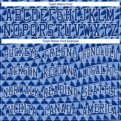 Custom Light Blue Royal-White Triangle Shapes Round Neck Sublimation Basketball Suit Jersey - Sky-Custom