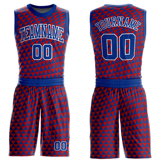 Custom Red Royal-White Triangle Shapes Round Neck Sublimation Basketball Suit Jersey - Sky-Custom