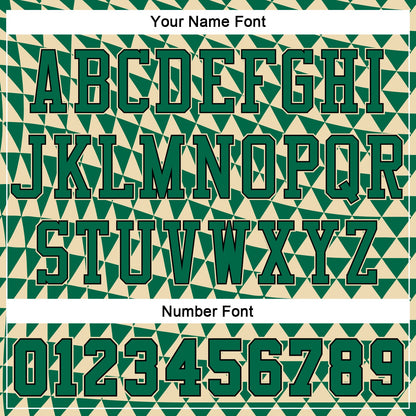 Custom Cream Kelly Green-Black Triangle Shapes Round Neck Sublimation Basketball Suit Jersey - Sky-Custom