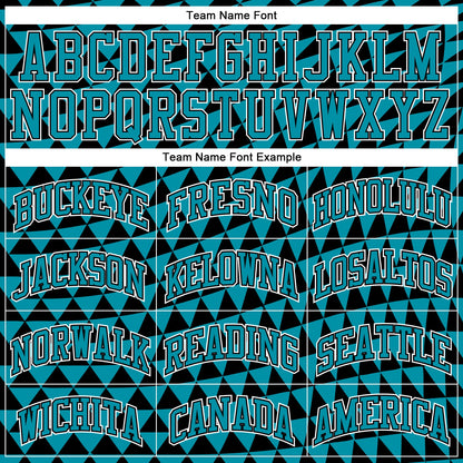 Custom Teal Black-White Triangle Shapes Round Neck Sublimation Basketball Suit Jersey - Sky-Custom