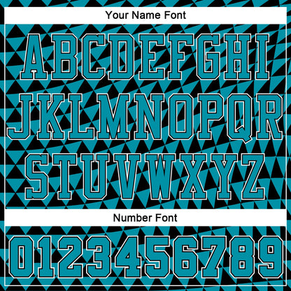 Custom Teal Black-White Triangle Shapes Round Neck Sublimation Basketball Suit Jersey - Sky-Custom