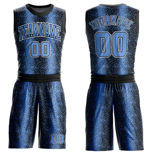 Custom Black Light Blue-White Animal Fur Print Round Neck Sublimation Basketball Suit Jersey - Sky-Custom
