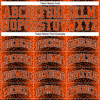 Custom Black Orange-White Animal Fur Print Round Neck Sublimation Basketball Suit Jersey - Sky-Custom