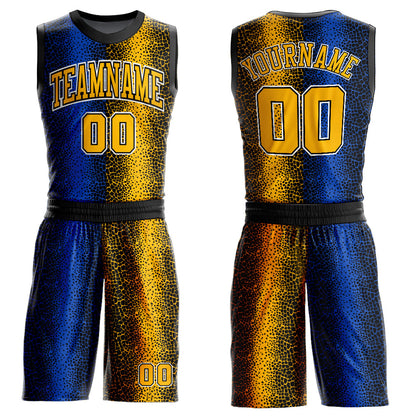 Custom Black Gold-Royal Animal Fur Print Round Neck Sublimation Basketball Suit Jersey - Sky-Custom