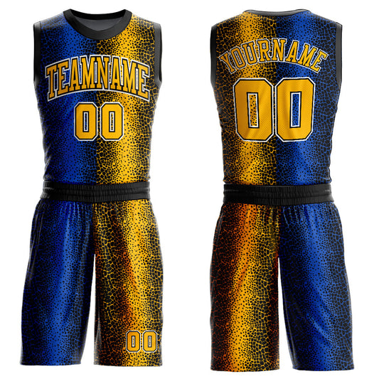 Custom Black Gold-Royal Animal Fur Print Round Neck Sublimation Basketball Suit Jersey - Sky-Custom