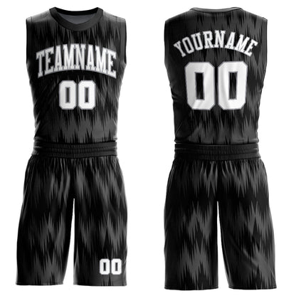 Custom Black White-Light Gray Round Neck Sublimation Basketball Suit Jersey - Sky-Custom
