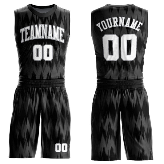 Custom Black White-Light Gray Round Neck Sublimation Basketball Suit Jersey - Sky-Custom