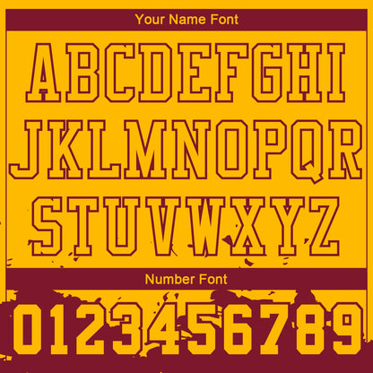 Custom Yellow Maroon Color Splash Round Neck Sublimation Basketball Suit Jersey - Sky-Custom
