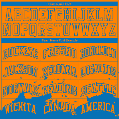 Custom Bay Orange Blue Color Splash Round Neck Sublimation Basketball Suit Jersey - Sky-Custom