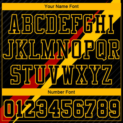 Custom Black Yellow-Red Diagonal Lines Round Neck Sublimation Basketball Suit Jersey - Sky-Custom
