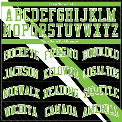 Custom Black Neon Green-White Diagonal Lines Round Neck Sublimation Basketball Suit Jersey - Sky-Custom