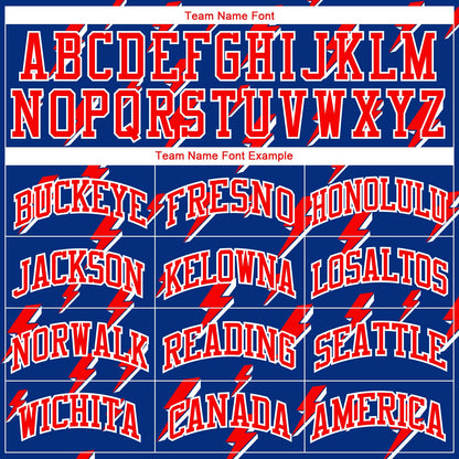 Custom Royal Red-White Lightning Shapes Round Neck Sublimation Basketball Suit Jersey - Sky-Custom