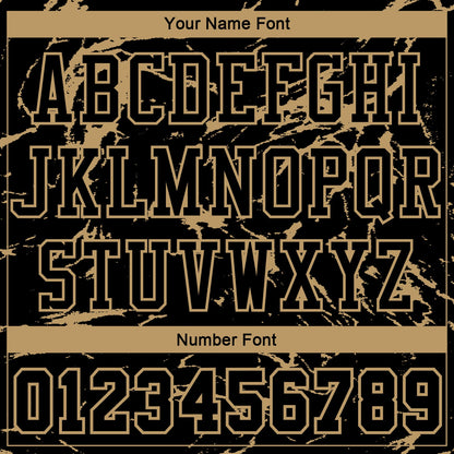 Custom Black Old Gold Abstract Grunge Art Round Neck Sublimation Basketball Suit Jersey - Sky-Custom