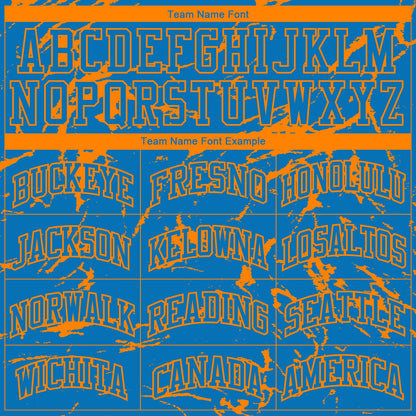 Custom Blue Bay Orange Abstract Grunge Art Round Neck Sublimation Basketball Suit Jersey - Sky-Custom