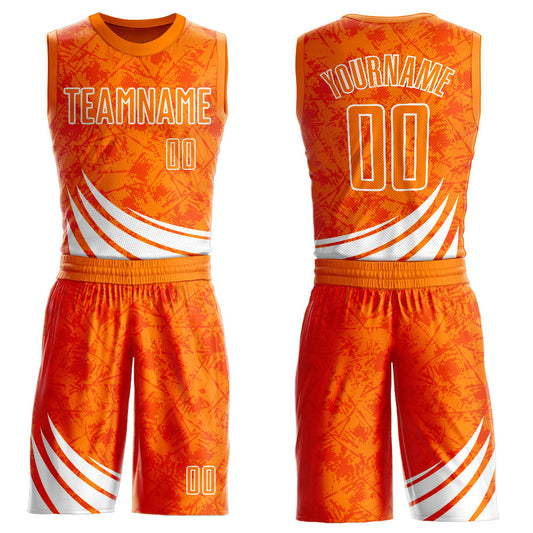 Custom Bay Orange White Wind Shapes Round Neck Sublimation Basketball Suit Jersey - Sky-Custom