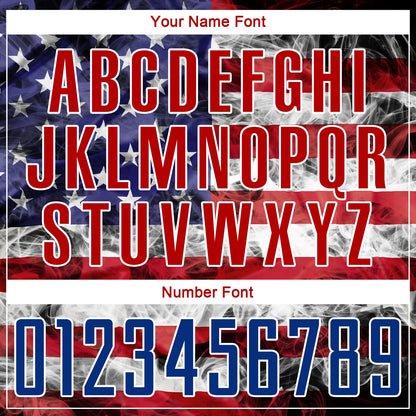 Custom White Royal-Red American Flag Fashion Round Neck Sublimation Basketball Suit Jersey - Sky-Custom