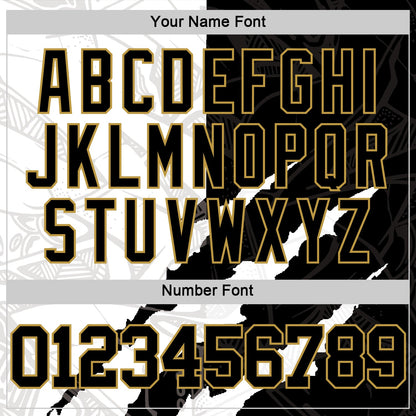 Custom Graffiti Pattern Black Old Gold-White Scratch Round Neck Sublimation Basketball Suit Jersey - Sky-Custom