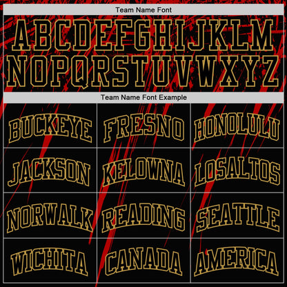 Custom Black Red-Old Gold Splash Round Neck Sublimation Basketball Suit Jersey - Sky-Custom