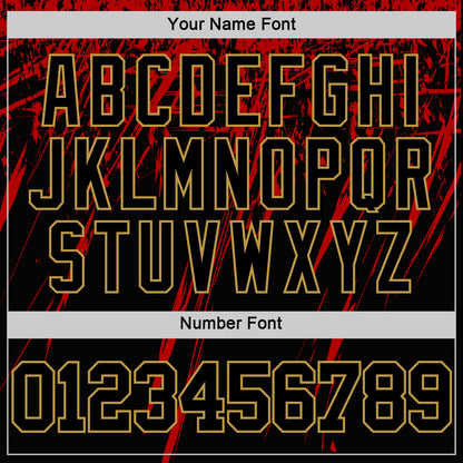 Custom Black Red-Old Gold Splash Round Neck Sublimation Basketball Suit Jersey - Sky-Custom
