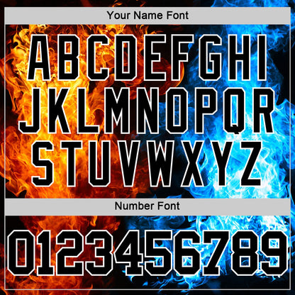 Custom Figure Black-White Flame Round Neck Sublimation Basketball Suit Jersey - Sky-Custom