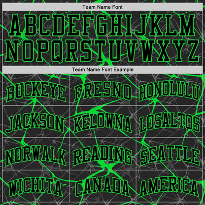 Custom Black Neon Green Abstract Network Round Neck Sublimation Basketball Suit Jersey - Sky-Custom