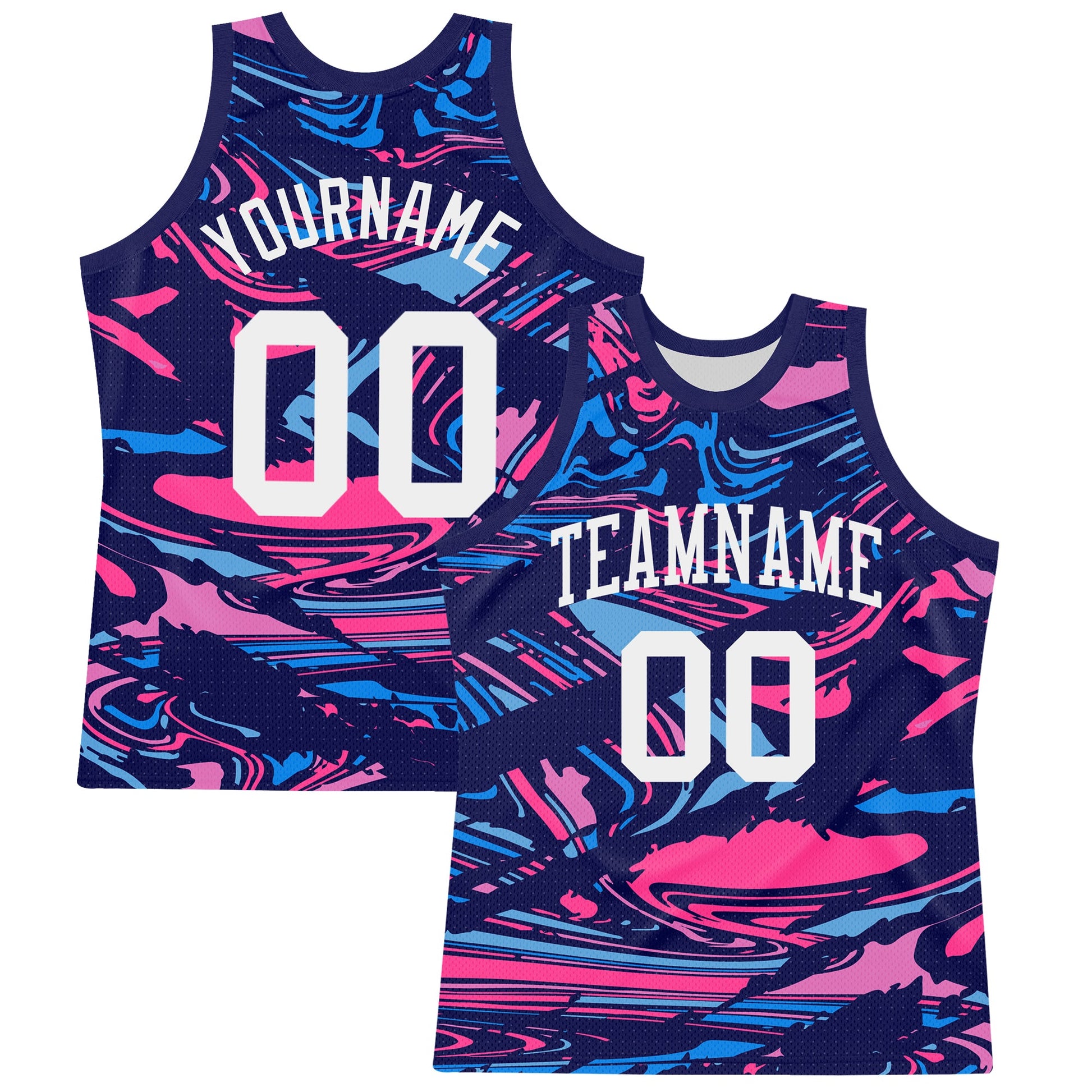 Custom Figure White-Pink Fluid Art Round Neck Sublimation Basketball Suit Jersey - Sky-Custom