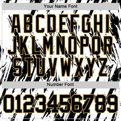 Custom White Black-Old Gold Abstract Sharp Shape Fragment Art Round Neck Sublimation Basketball Suit Jersey - Sky-Custom