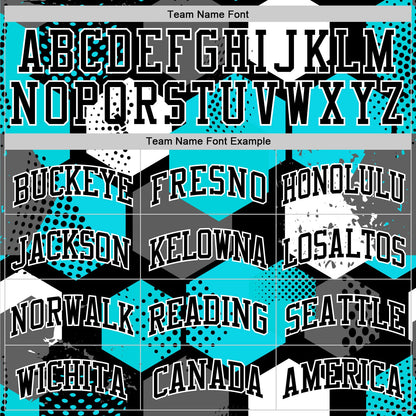 Custom Aqua Black-White Geometric Shape Round Neck Sublimation Basketball Suit Jersey - Sky-Custom