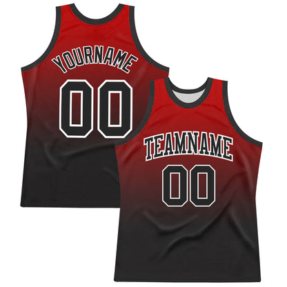Custom Red Black-White Fade Fashion Round Neck Sublimation Basketball Suit Jersey - Sky-Custom