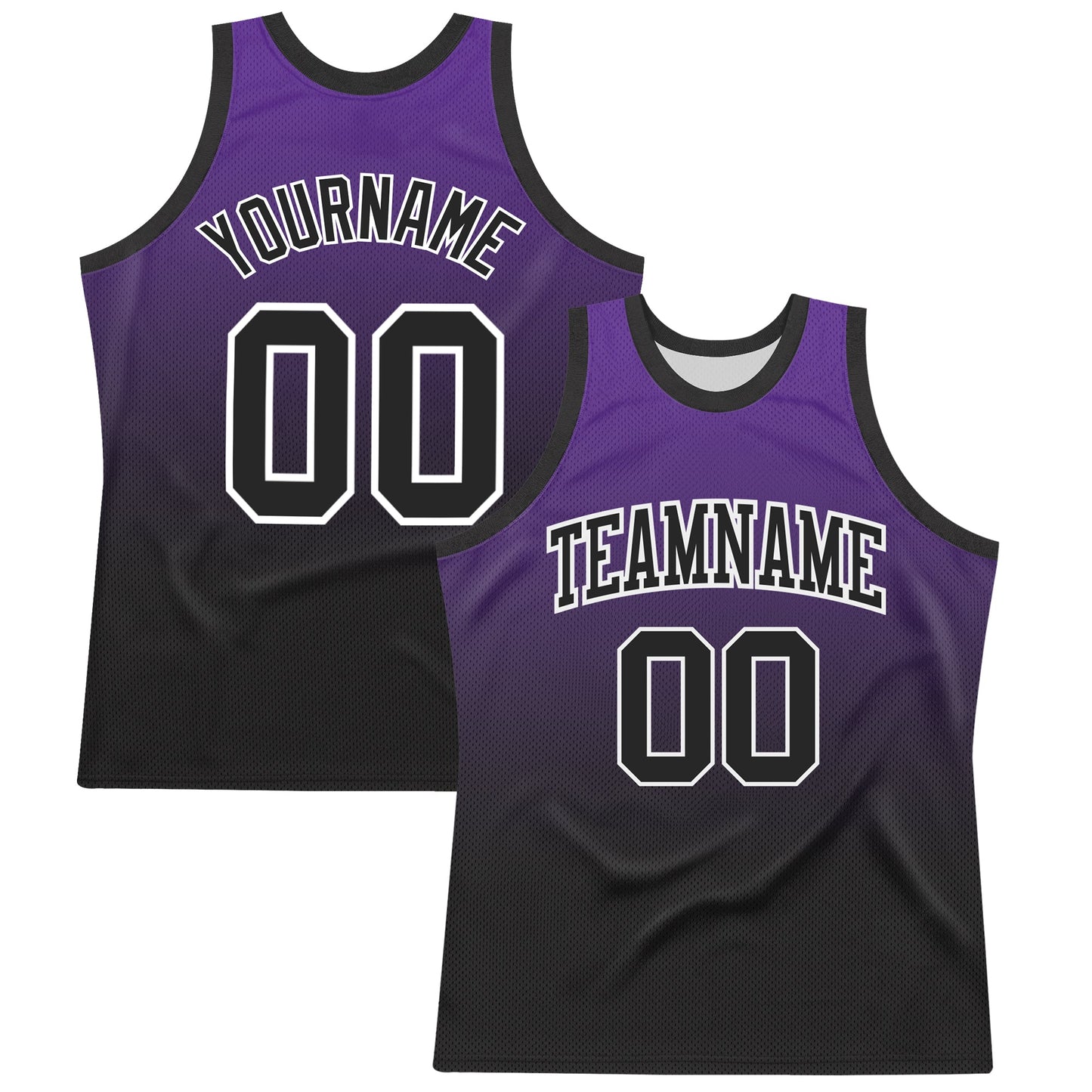 Custom Purple Black-White Fade Fashion Round Neck Sublimation Basketball Suit Jersey - Sky-Custom