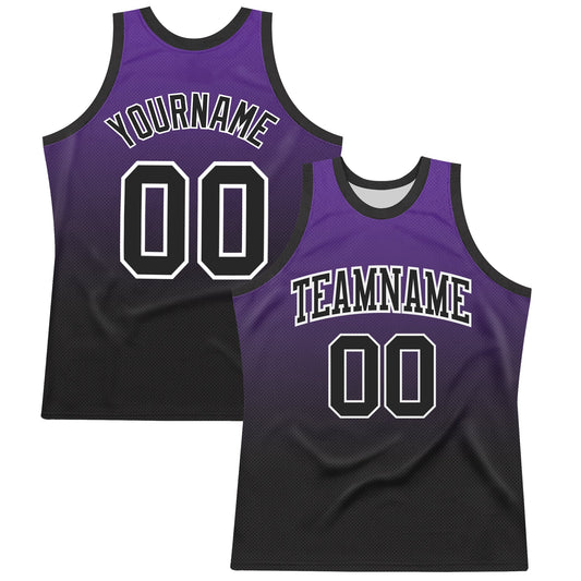 Custom Purple Black-White Fade Fashion Round Neck Sublimation Basketball Suit Jersey - Sky-Custom